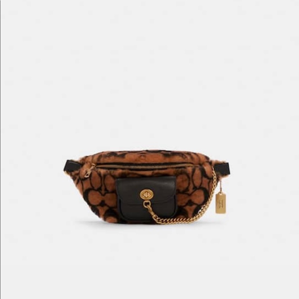 🤎SOLD🤎Coach X Jennifer Lopez Chain Belt Bag In Signature Shearling